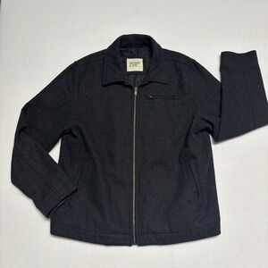 Old Navy Mens L Black Wool Blend Zip Up Bomber Jacket